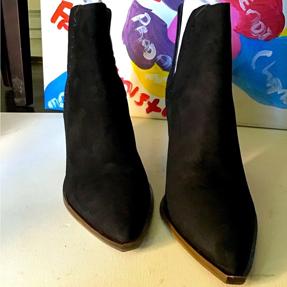 Vince Camuto Suede Block Heel Booties Size 11 - image 1